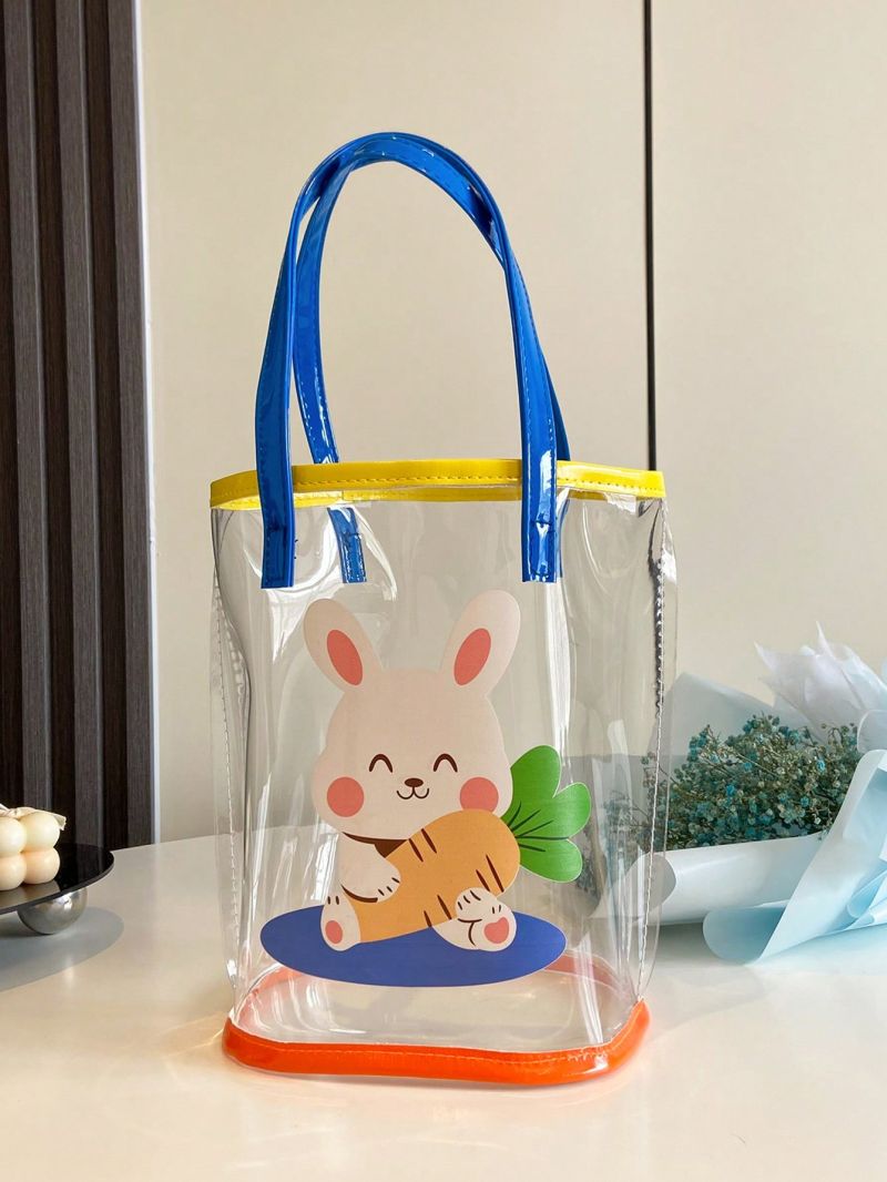 Mini Bucket Bag Cartoon Rabbit Graphic Contrast Binding