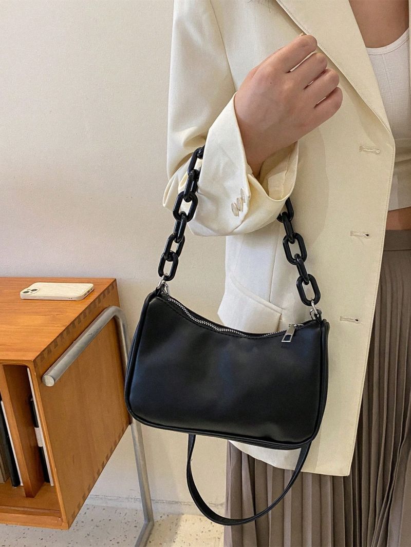 Small Hobo Bag Black Minimalist Chain Strap For Daily