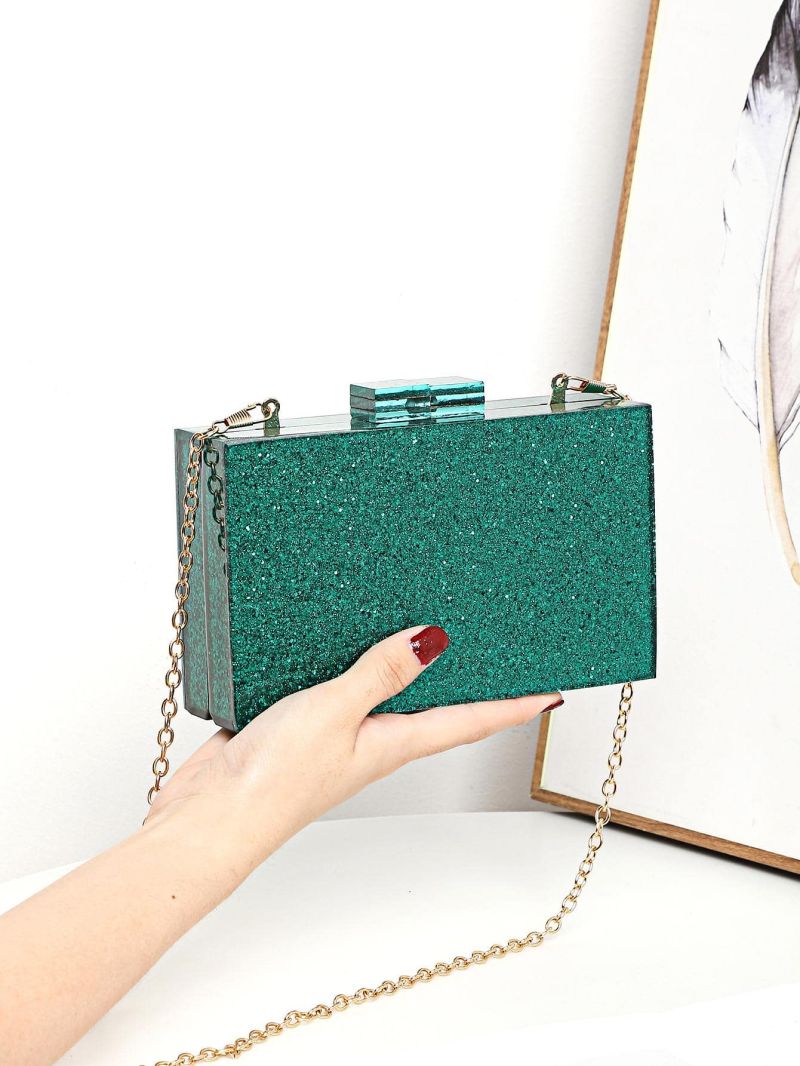 Mini Box Bag Glitter Chain Strap For Party