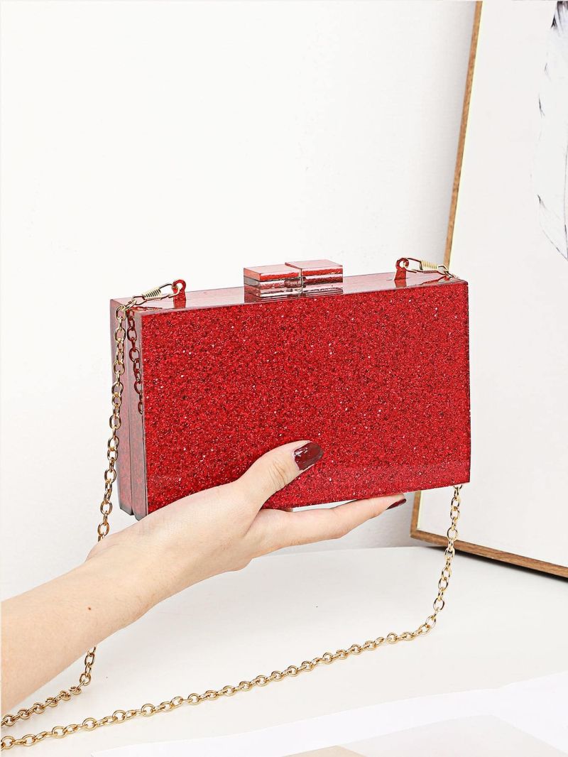 Mini Box Bag Glitter Chain Strap For Party