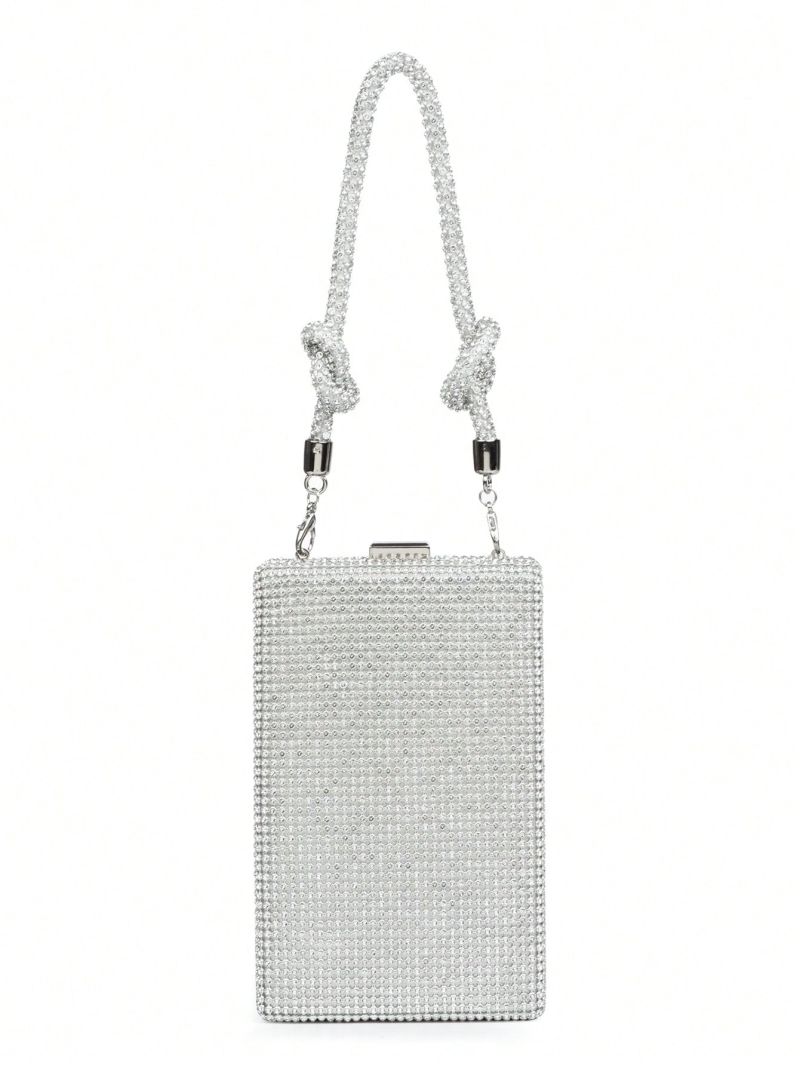 Mini Box Bag Rhinestone Decor Top Handle For Party