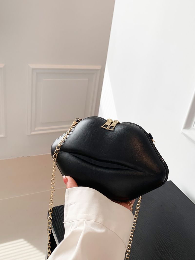 Lip Design Novelty Bag Black Chain Strap
