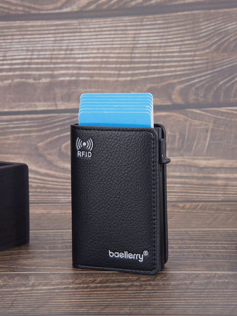 Litchi Embossed Pop Out RFID PU Card Slot