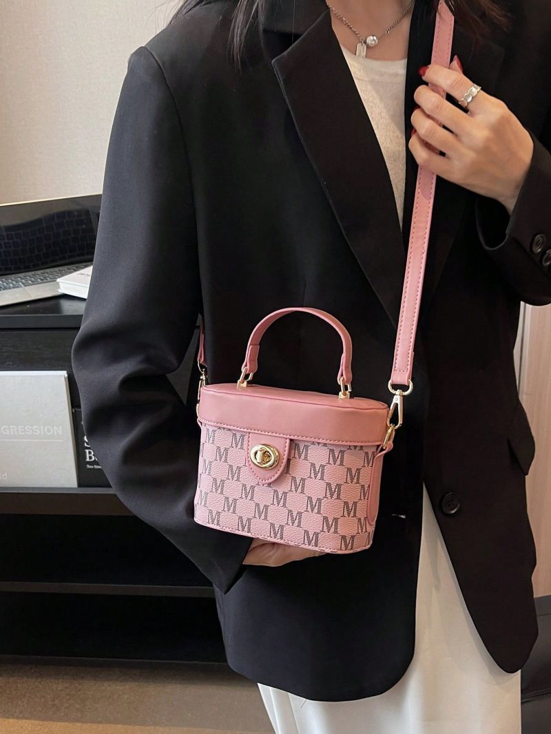 Mini Bucket Bag Letter Graphic Turn-lock