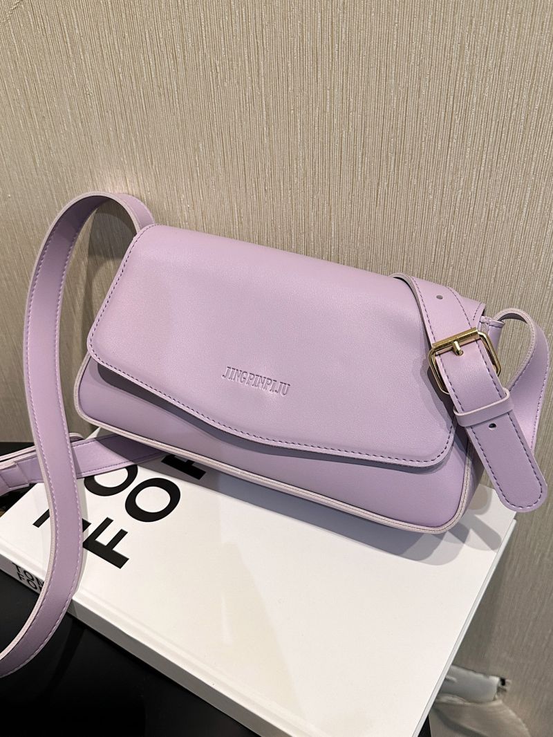 Letter Embossed Flap Square Bag Minimalist