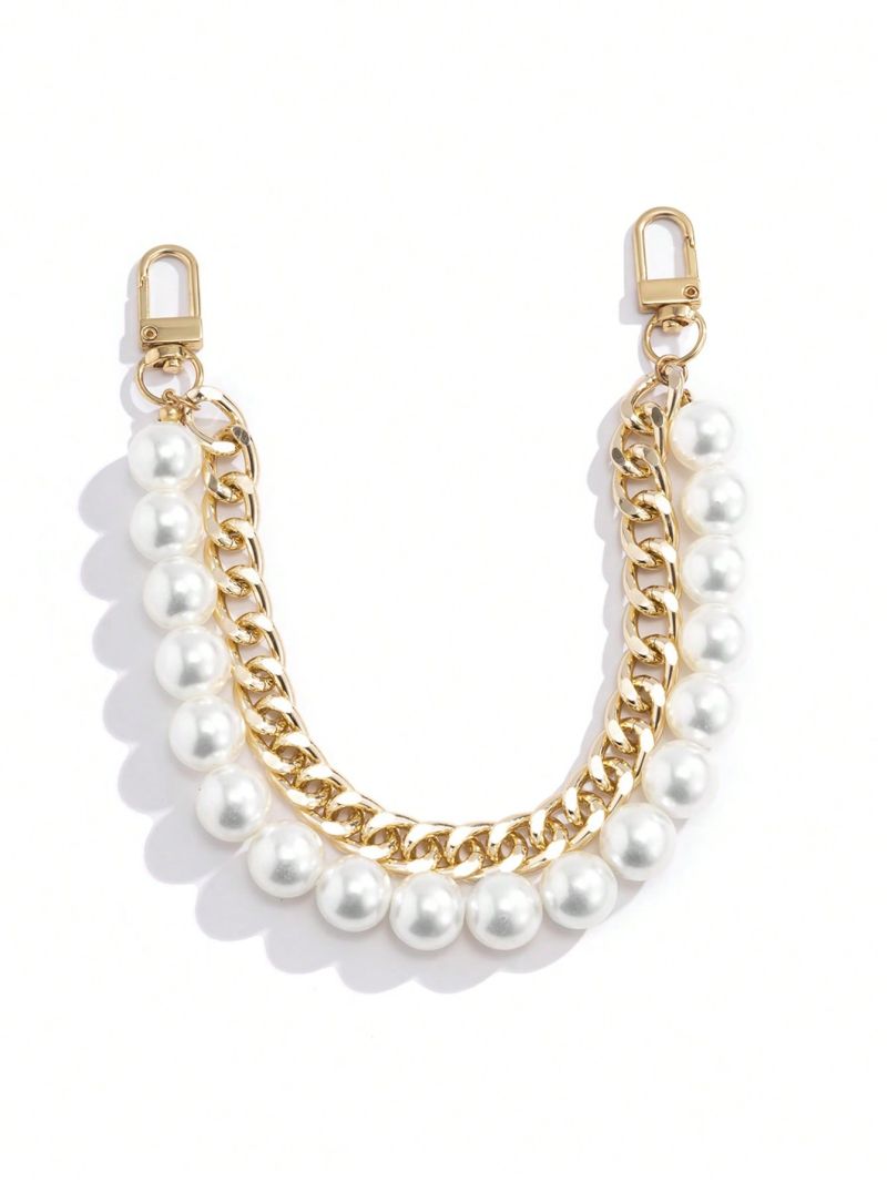 Chain Design Bag Strap Pearl Decor