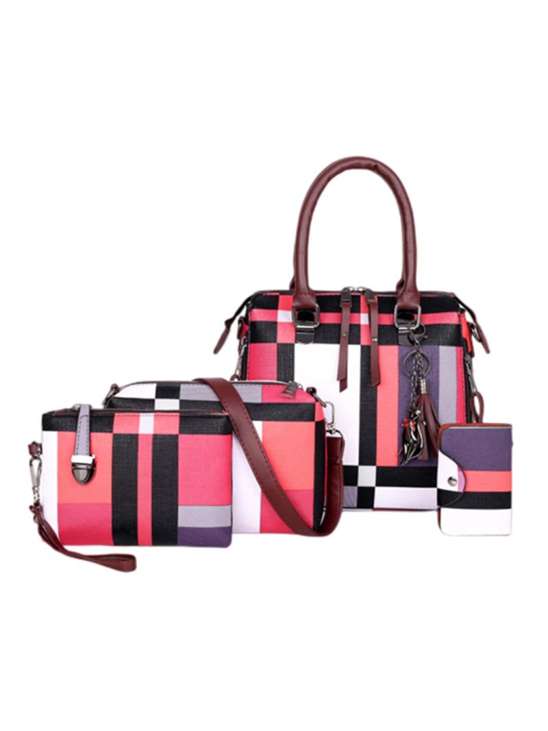 4pcs Bag Set Shoulder Bag, Women's Trendy Colorblock Casual Crossbody Bag