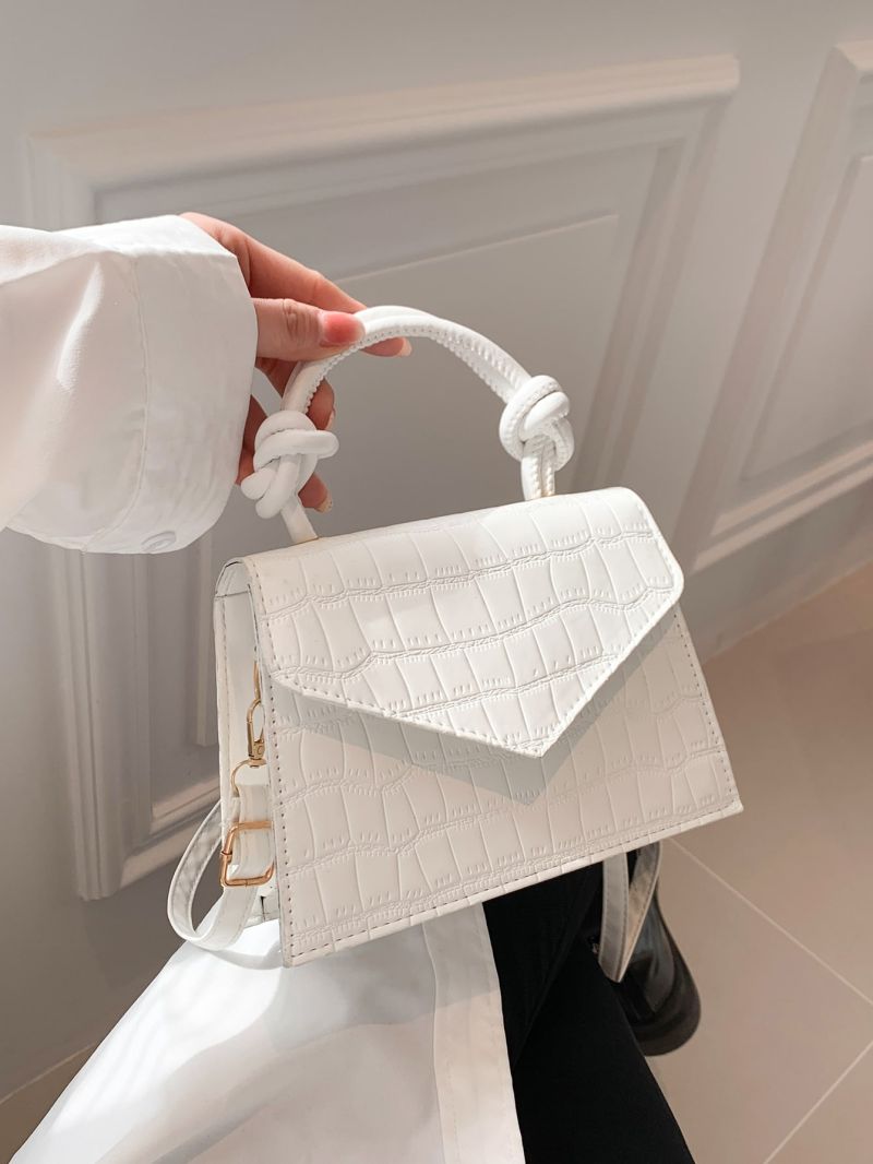 Mini Square Bag Crocodile Embossed Knot Handle Design