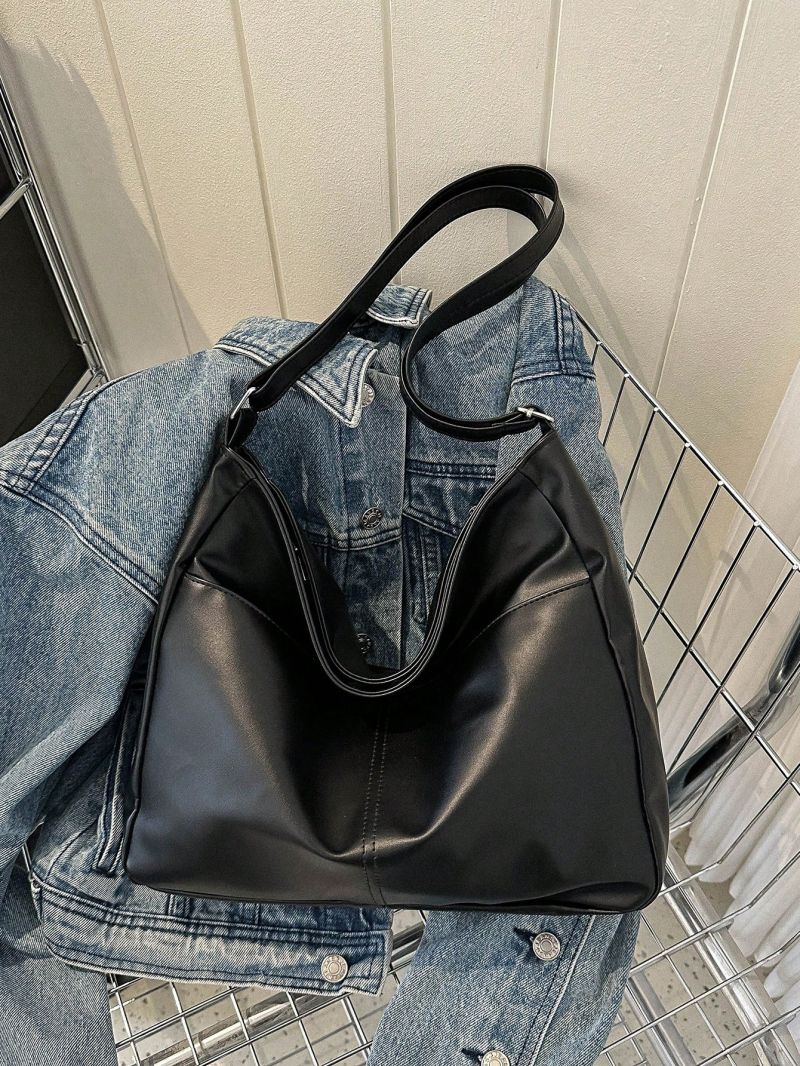 Minimalist Hobo Bag Solid Black