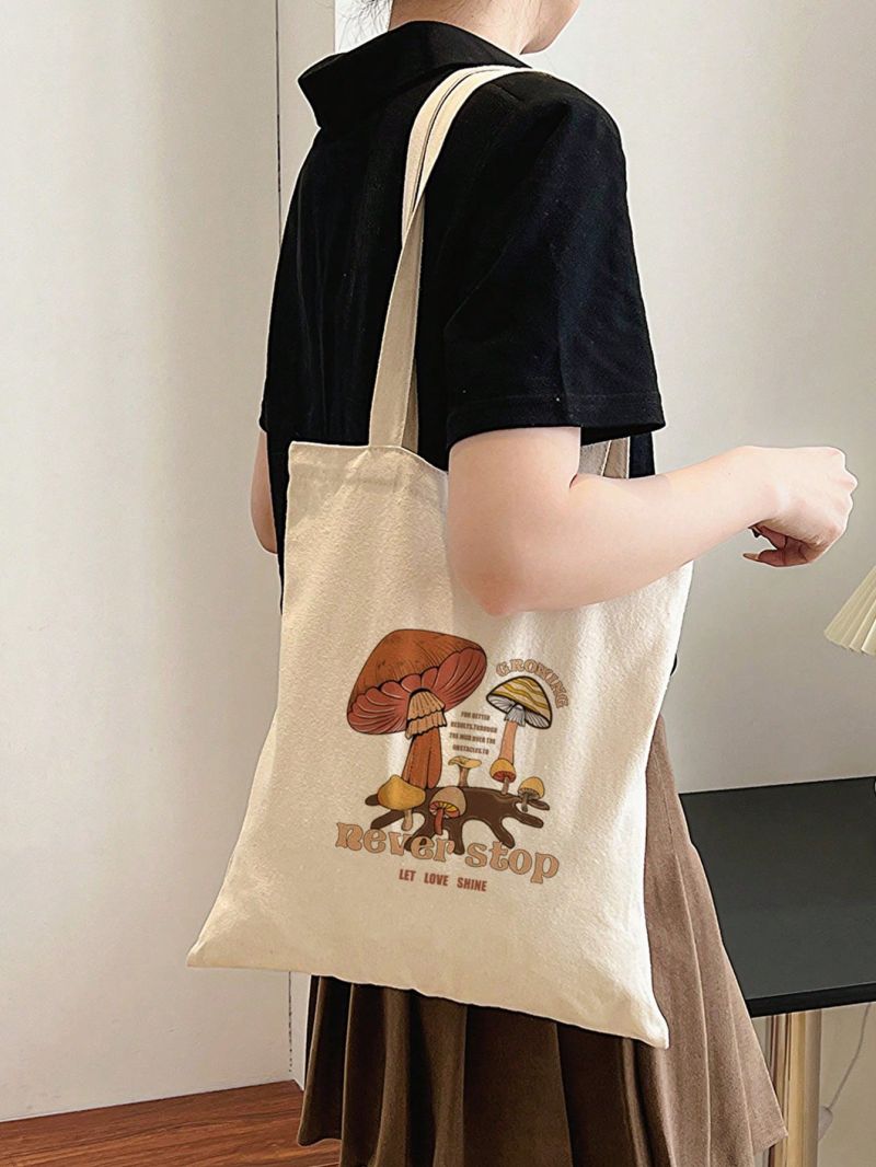 Small Shopper Bag Mushroom Print Double Handle
