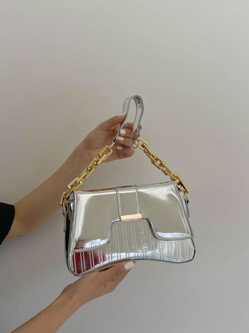 Silver Novelty Bag Flap Chain Strap