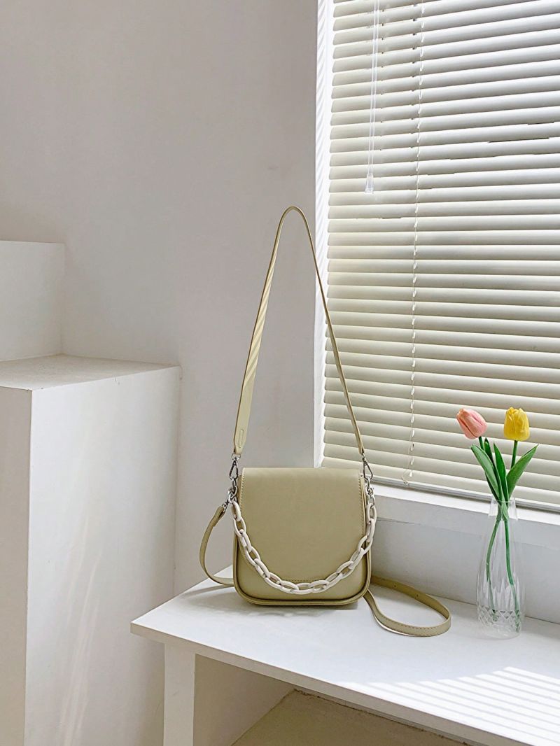 Small Shoulder Bag Solid Color Chain Decor