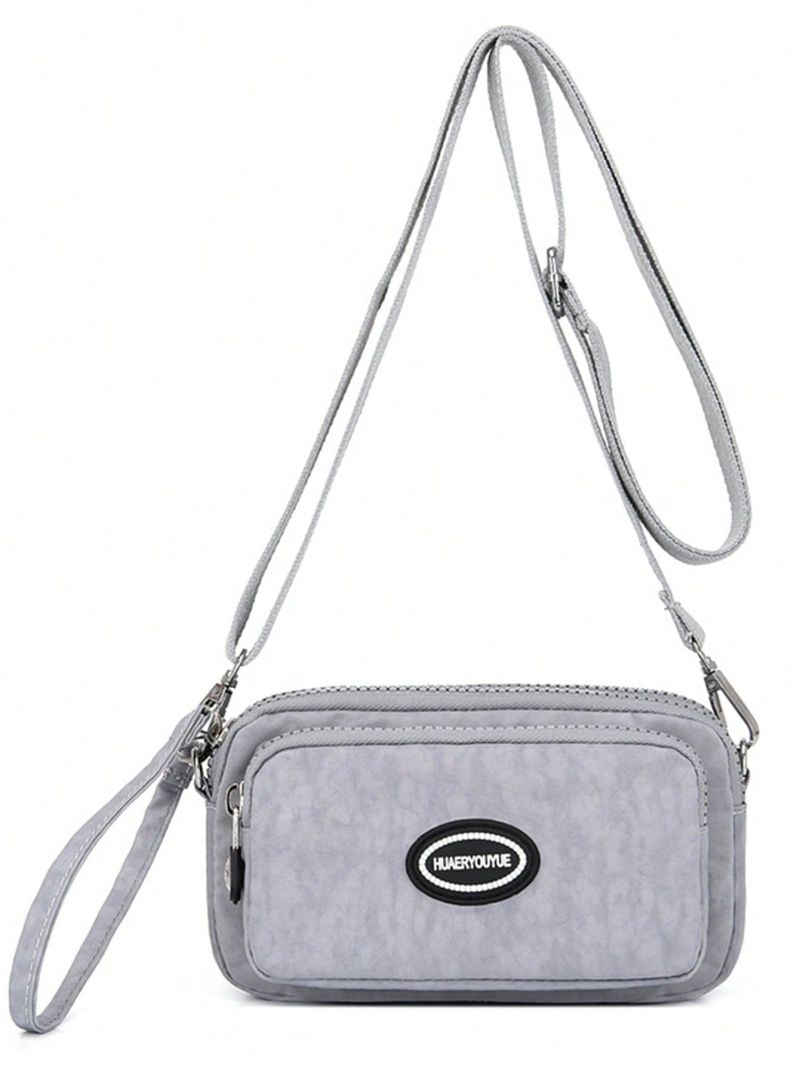 Mini Square Bag Letter Patch Pocket Front Adjustable Strap For Daily