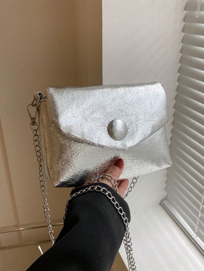 Mini Square Bag Silver Flap Chain Strap