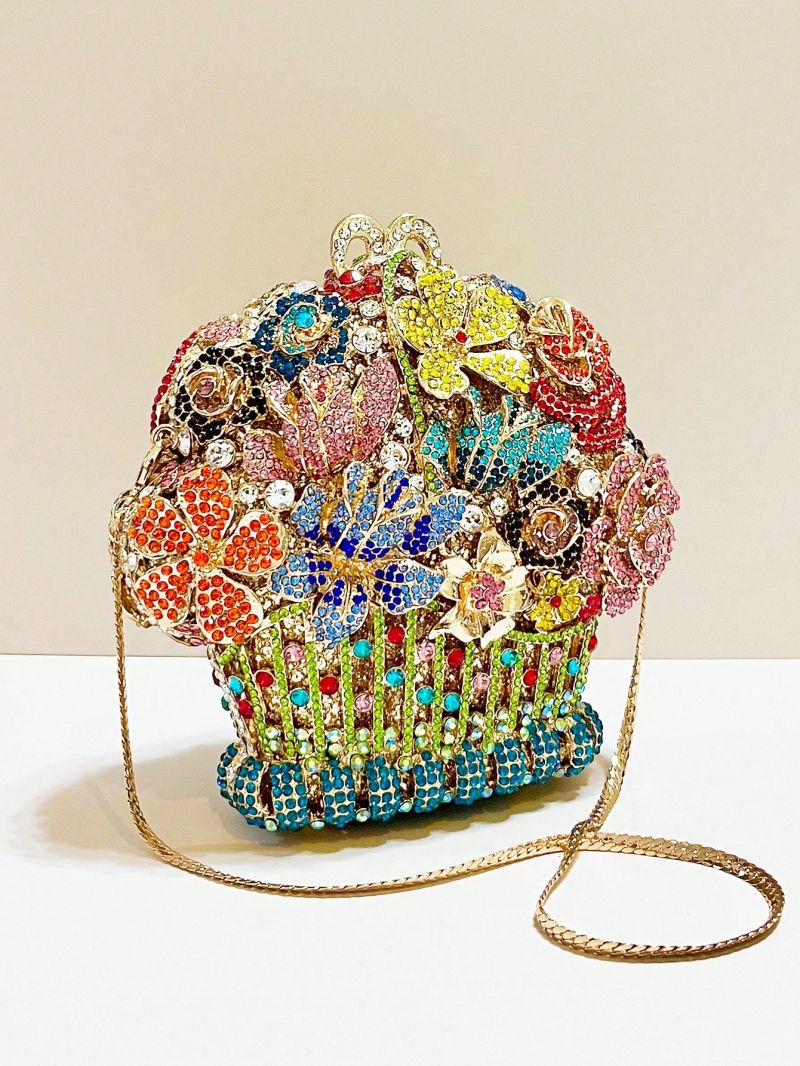 Luxury Women Crystal Clutch Flower Evening Bag Bridal Wedding Purse Party Diamond Handbag
