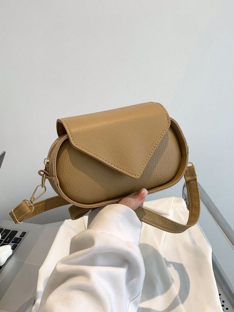 Mini Novelty Bag PU Flap Brown Litchi Embossed