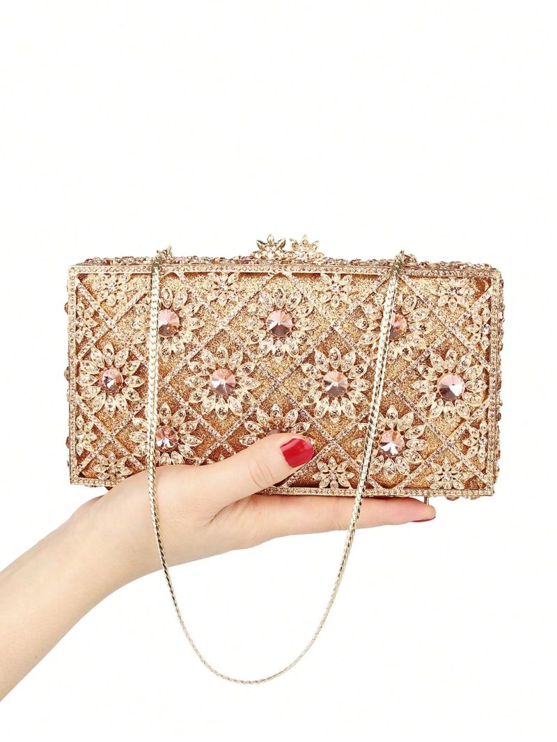 Mini Box Bag Rhinestone Glamorous Chain