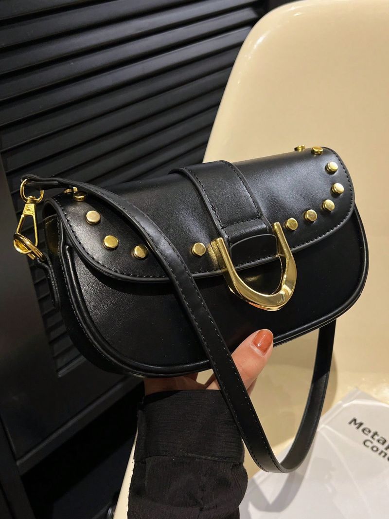 Small Shoulder Metal & Studded Decor Flap