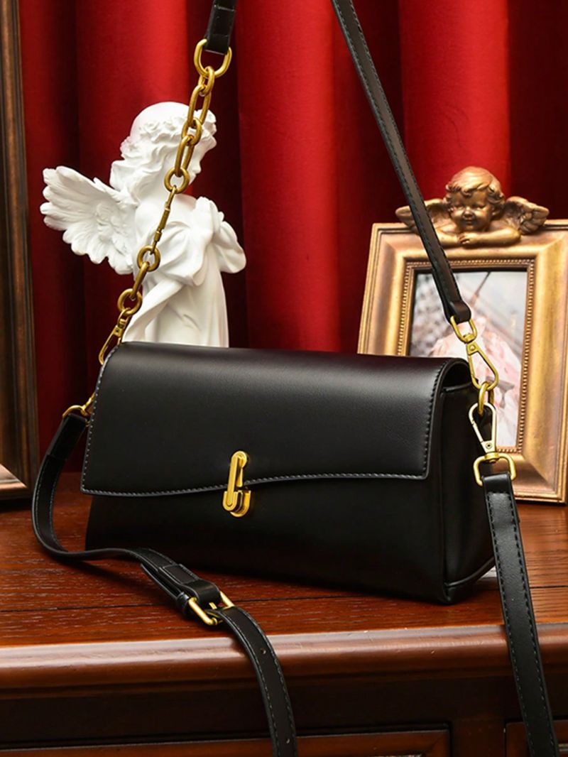 Medium Square Bag Black Minimalist Chain Strap For Work