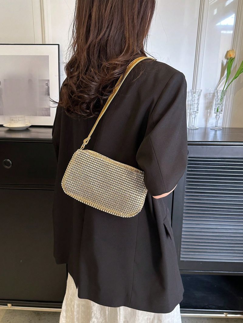Small Square Bag Rhinestone Decor Glamorous