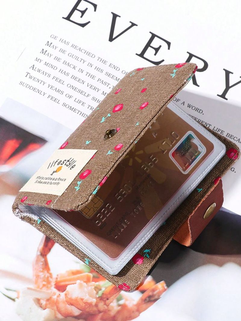 Letter Patch Decor Multiple Card Slots Floral Embroidered Detail