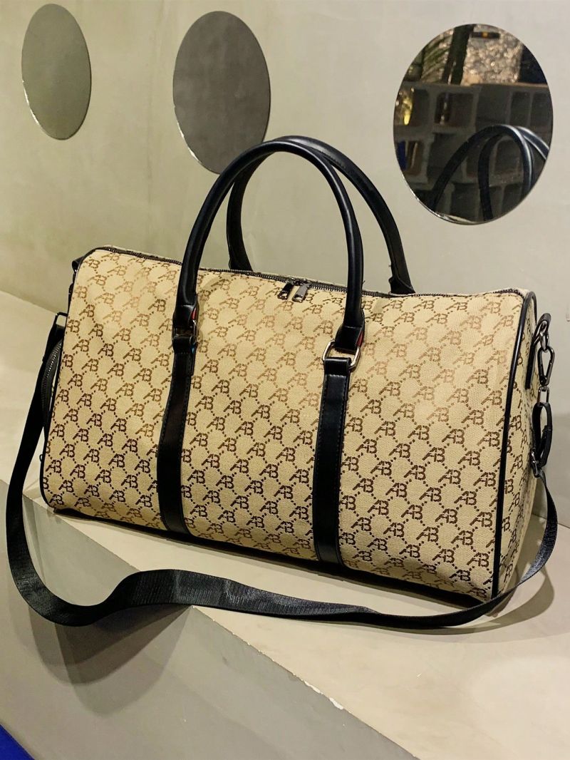 Large Travel Bag Letter Graphic With Shoes Compartment
