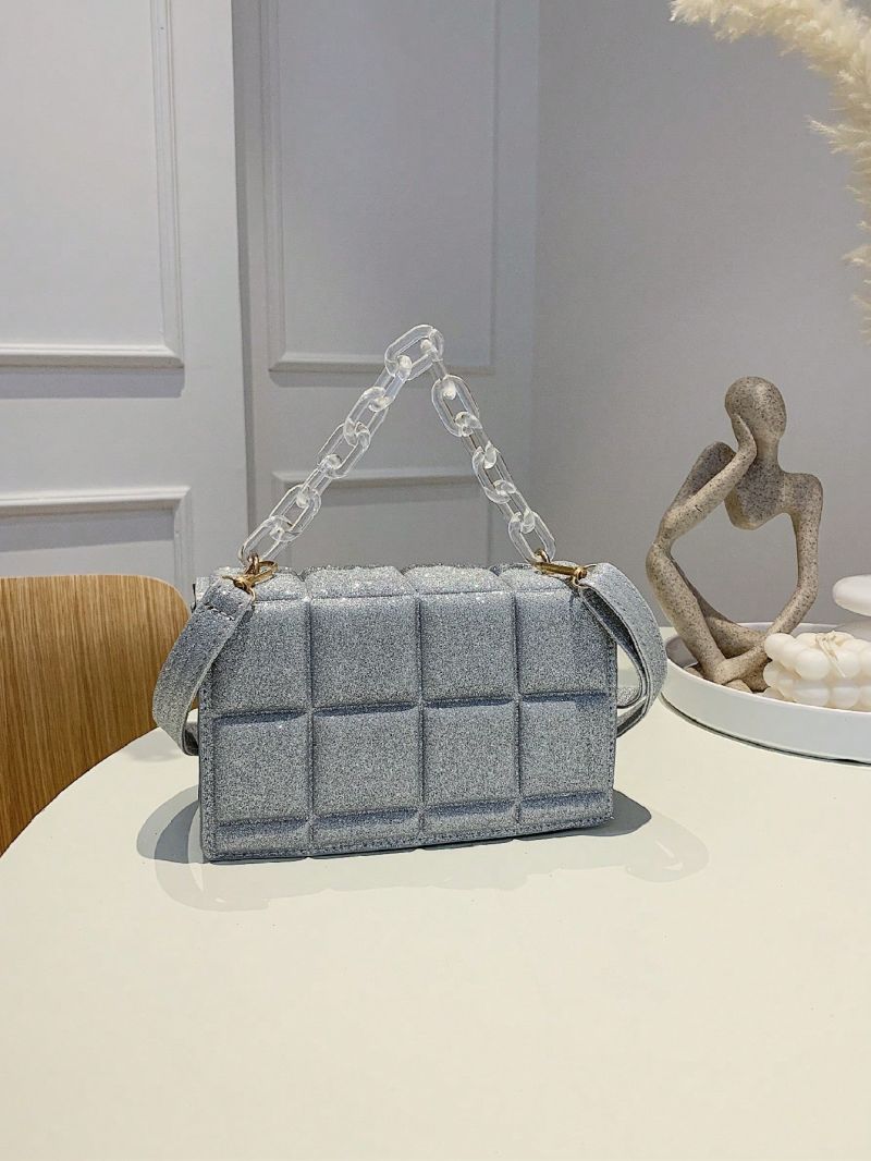 Mini Square Bag Geometric Embossed Top Handle