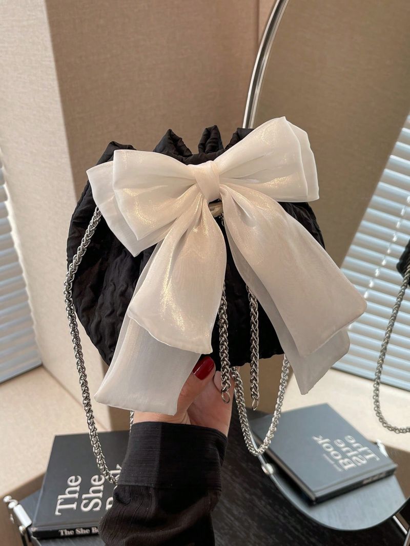 Minimalist Bucket Bag Mini Bow Decor