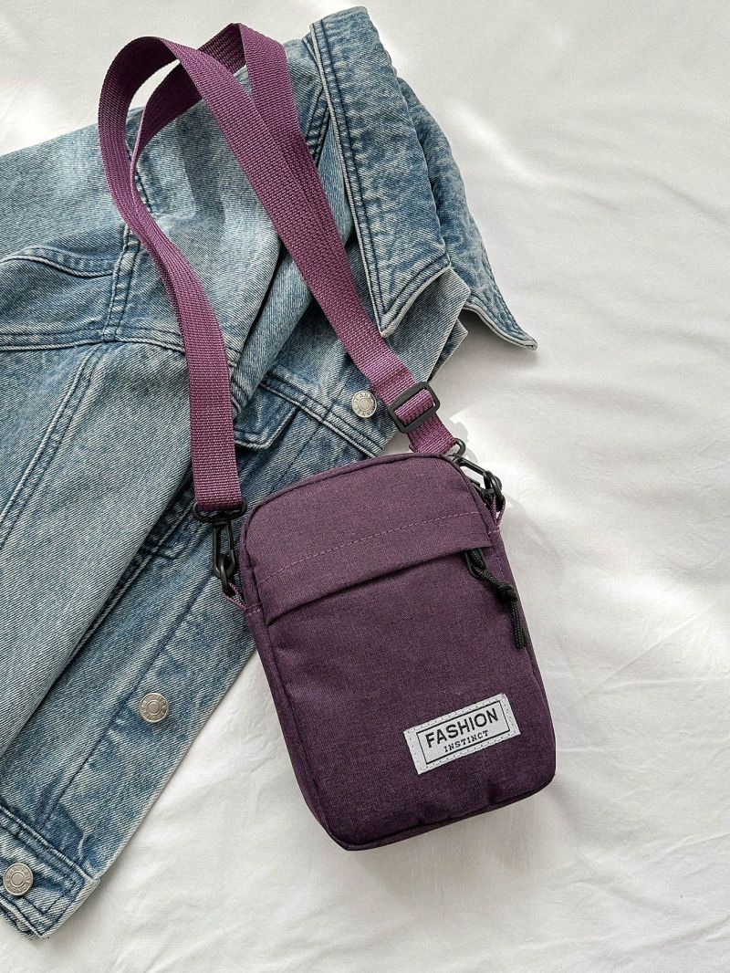 Mini Letter Patch Square Bag Pocket Front Adjustable Strap For Daily