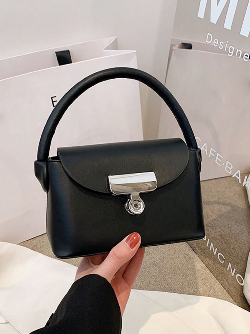 Mini Square Bag PU Black Flap