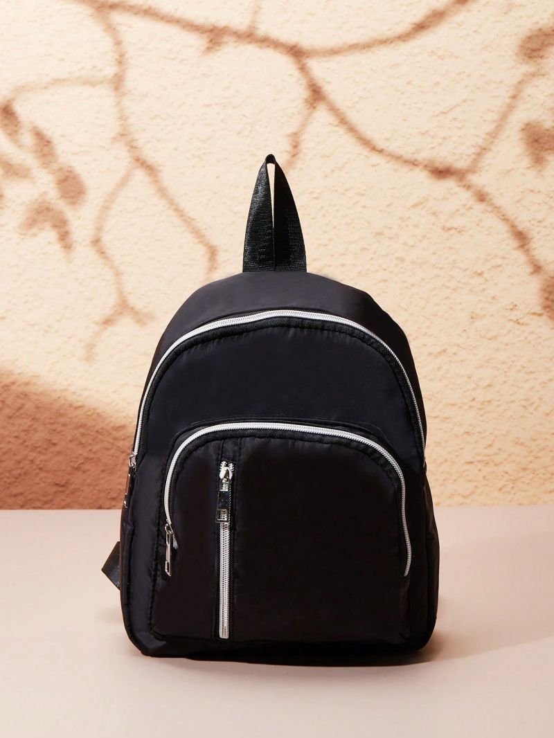 Zip Front Classic Backpack Black