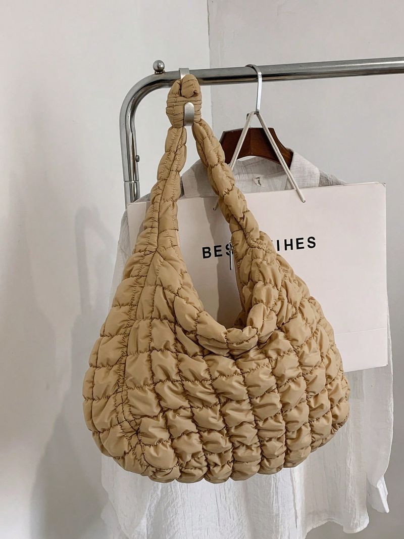 Oversized Ruched Bag Quilted Pattern Minimalist