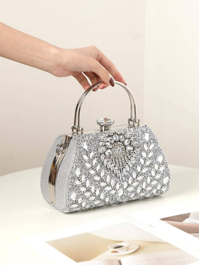 Small Box Bag Rhinestone Decor Chain Strap