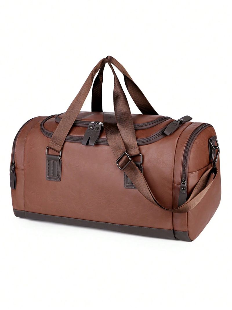 Men Duffel Bag Pu Travel Bag Waterproof Gym Bag Luggage Bag Weekend Bag