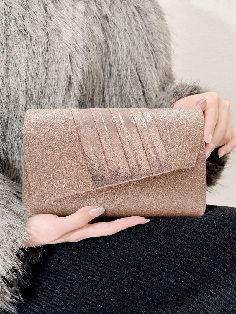 Small Flap Square Bag Pleated Detail Glitter