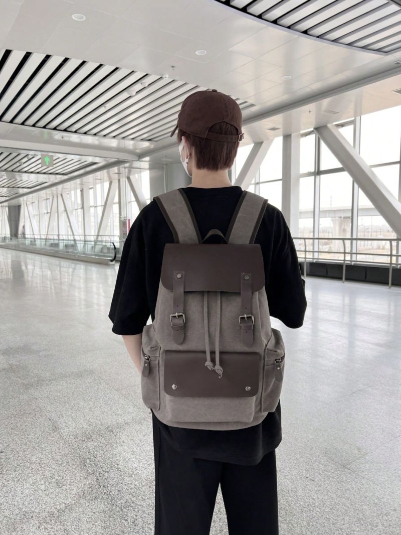 Colorblock Flap Backpack Medium Buckle Decor