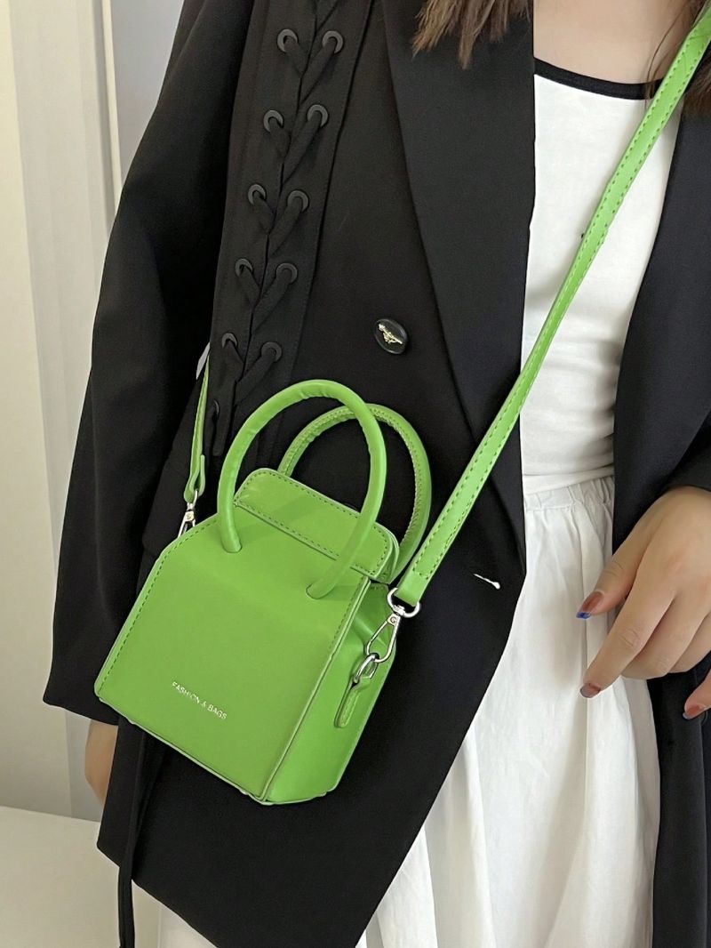 Mini Square Bag Letter Detail PU Green