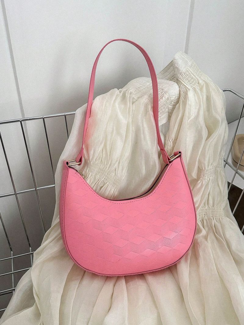 Small Hobo Bag Embossed Detail Pink