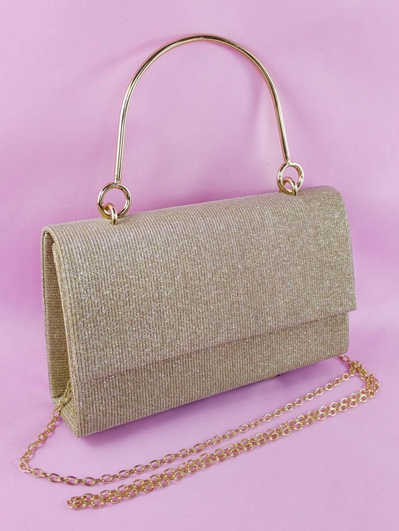 Small Flap Square Bag Glitter Minimalist, Perfect Bride Purse For Wedding, Prom & Party Events