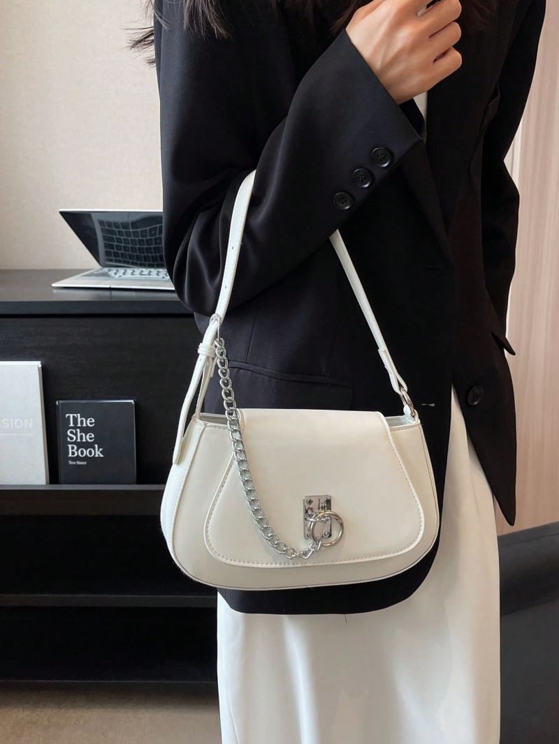 Minimalist Saddle Bag Chain Decor Flap