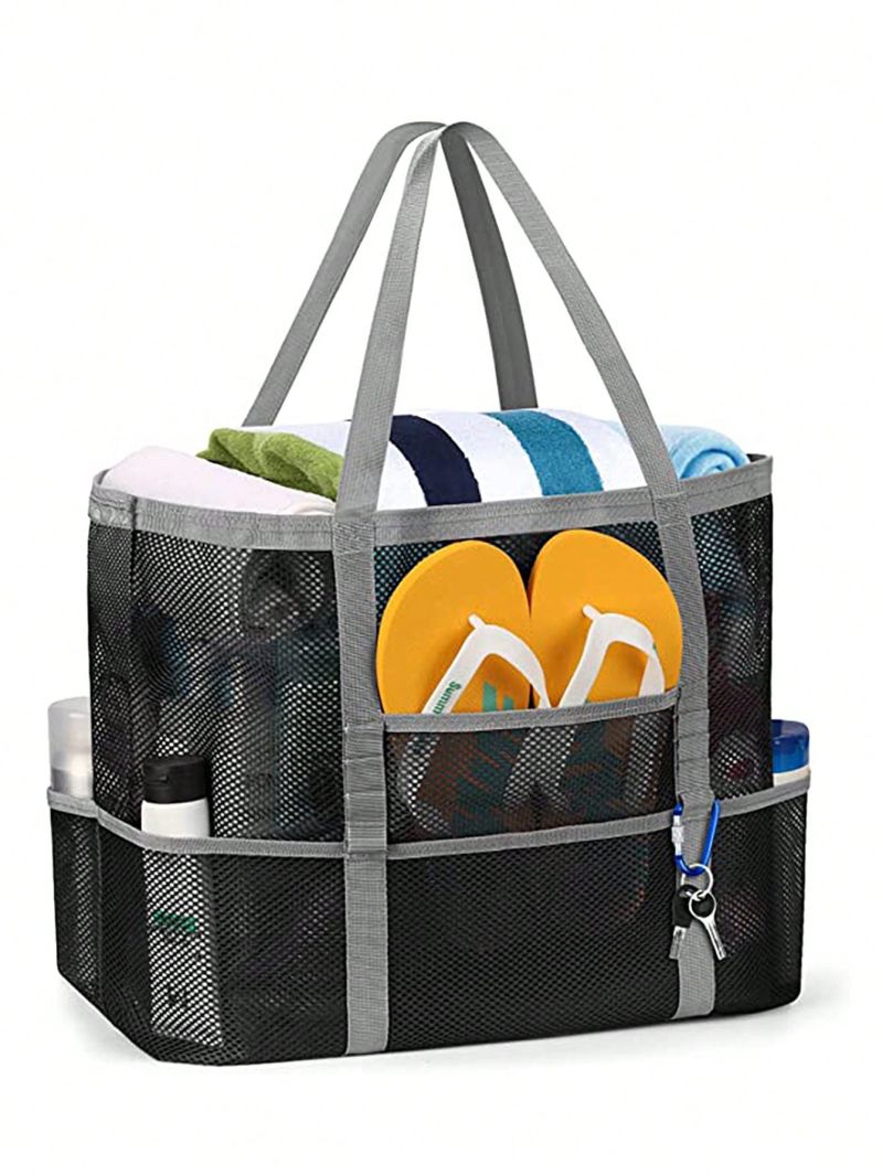 Hollow Polyester Mesh Beach Bag Large Capacity Travel Washing Bag Swimming Storage Bag Minimalist Large Capacity Beach Bag