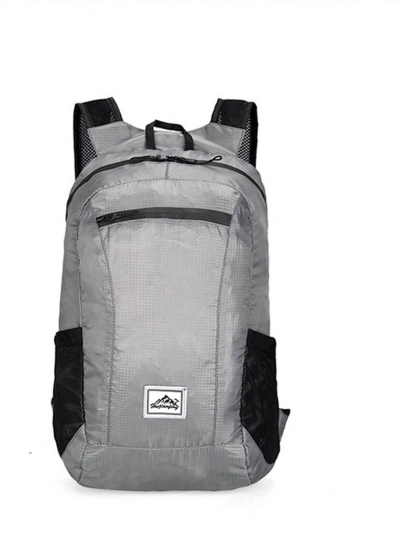 Patch Fashion Zipper Backpack Mesh Pocket Front Sports Bag Aesthetic