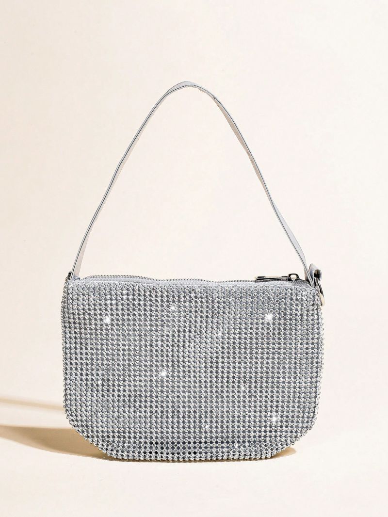 Rhinestone Decor Square Bag Glamorous