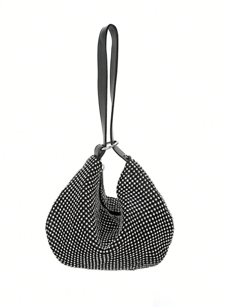 Rhinestone Decor Hobo Bag Glamorous