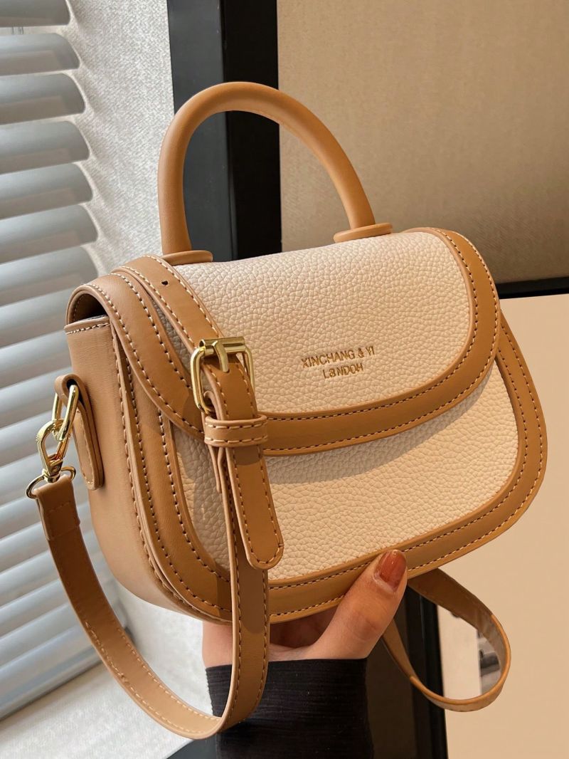 Mini Litchi Embossed Square Bag Flap Top Handle