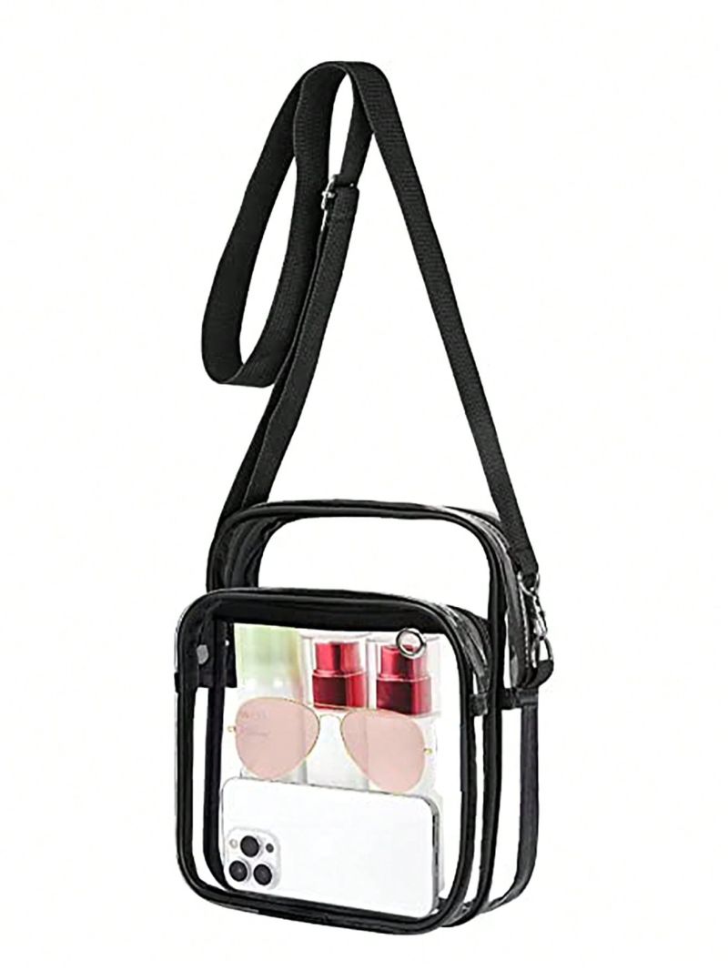 Clear Contrast Binding Square PVC Crossbody Bag