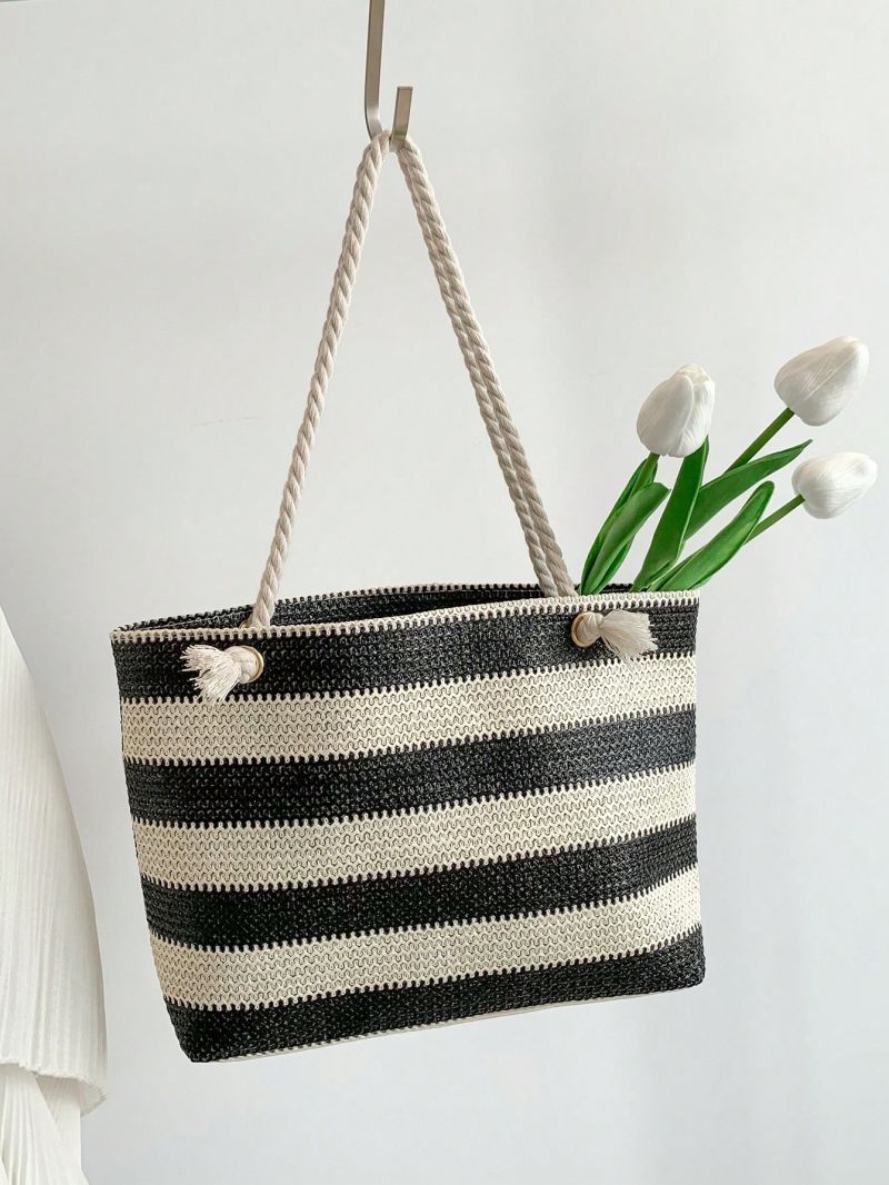Two Tone Straw Bag Vacation