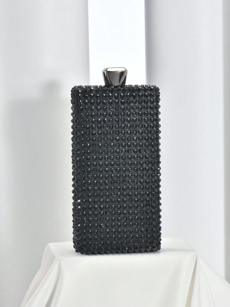 Mini Box Bag Rhinestone Decor Glamorous