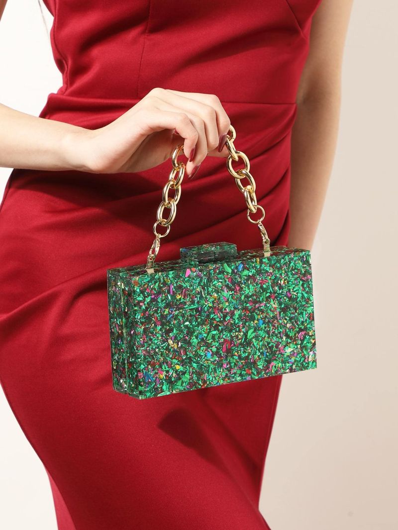 Mini Box Bag Sequin Decor Chain Strap