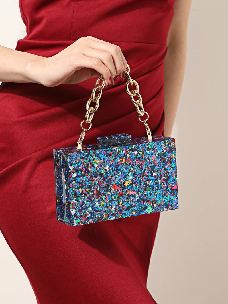 Mini Box Bag Sequin Decor Chain Strap